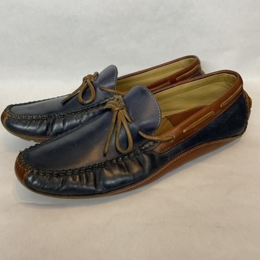 Trask Drake Blue Tie/Bow Driving Loafers Moccasin Men 9M China Bison Leather